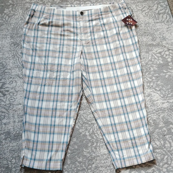 Women's plus size Ava and Viv spring colored plaid dress pants size 26w NWT - Picture 2 of 9